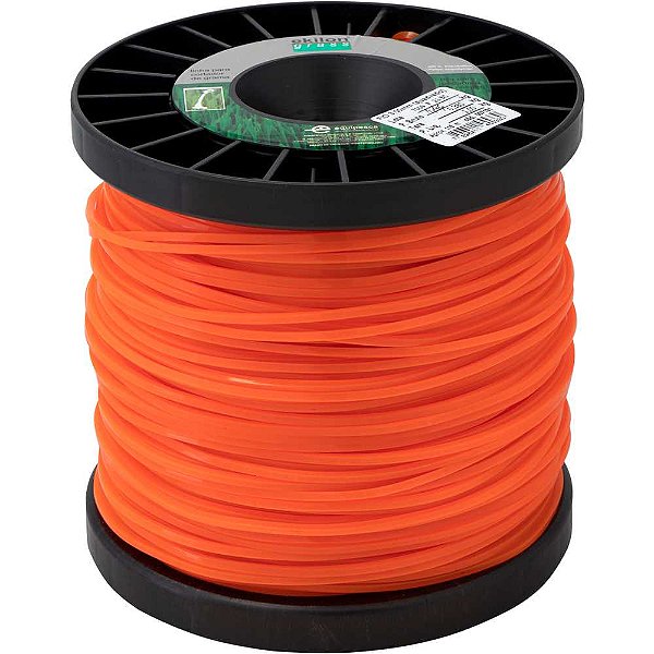 Fio de nylon 3,0mm x 116m laranja perfil quadrado 7191 EKILON GRASS