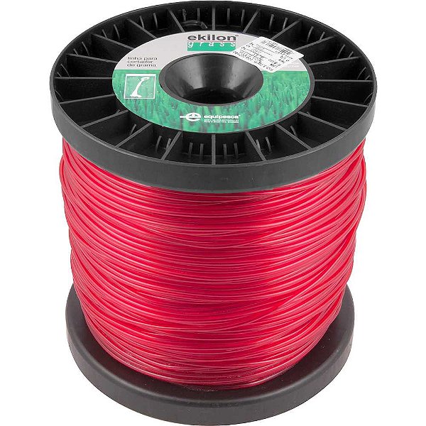 Fio de nylon 3,0mm x 248m vermelho perfil redondo 7160 EKILON GRASS
