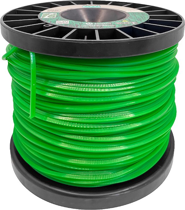 Fio de nylon 3,3mm x 210m verde perfil quadrado 2kg 7635 EKILON GRASS