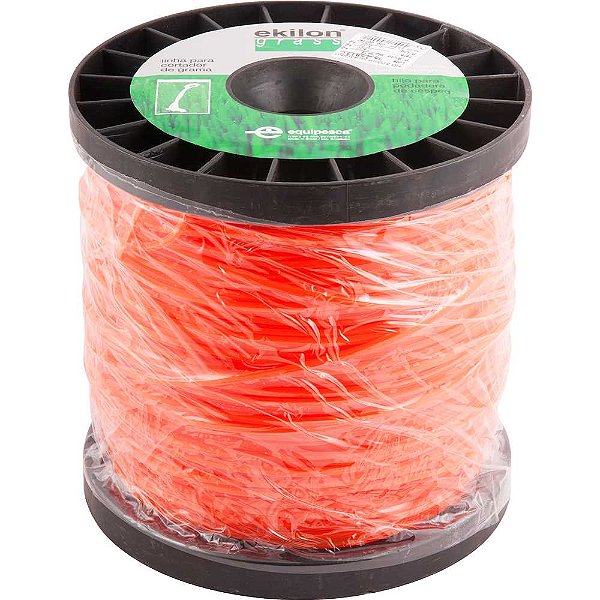 Fio de nylon 3,0mm x 232m laranja perfil quadrado EKILON GRASS