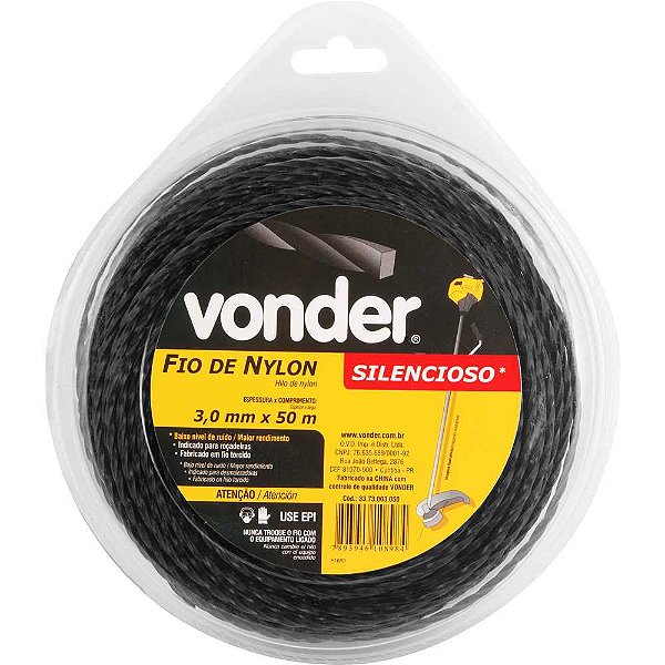 Fio de nylon 3,0mm x 50m silencioso VONDER