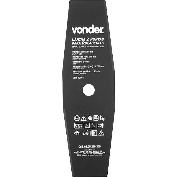 Lâmina de 2 pontas para roçadeiras 305mm x 20,0mm VONDER