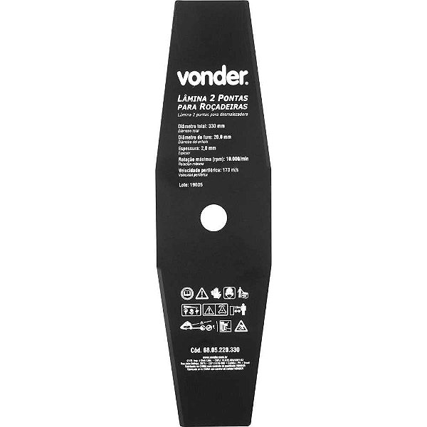 Lâmina de 2 pontas para roçadeiras 330mm x 20,0mm VONDER