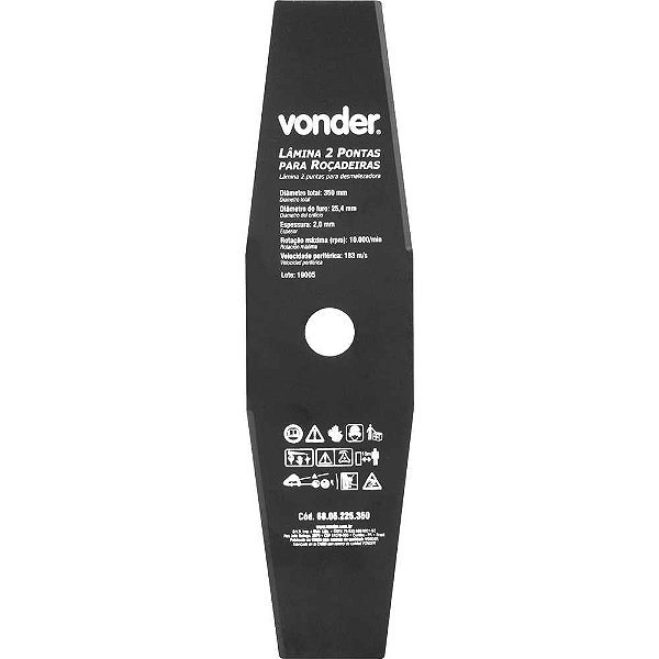Lâmina de 2 pontas para roçadeiras 350mm x 25,4mm VONDER