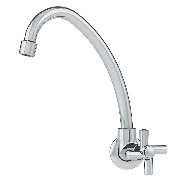 Torneira plástica de parede para cozinha bica alta acabamento C31 cromada 9713 DELTA