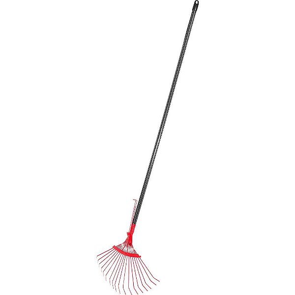 Vassoura metálica para grama 18 palhetas regulável vermelha com cabo NOVE54