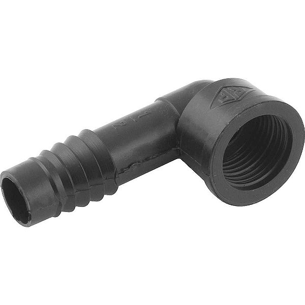 Joelho interno LR (liso / rosca) para mangueira 1/2" polipropileno preto JO51N REBOUÇAS - 25 unidades