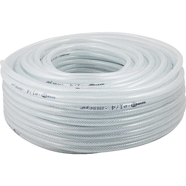 Mangueira PVC cristal trançada PTN 250 libras 5/16" rolo com 50 metros NOVE54