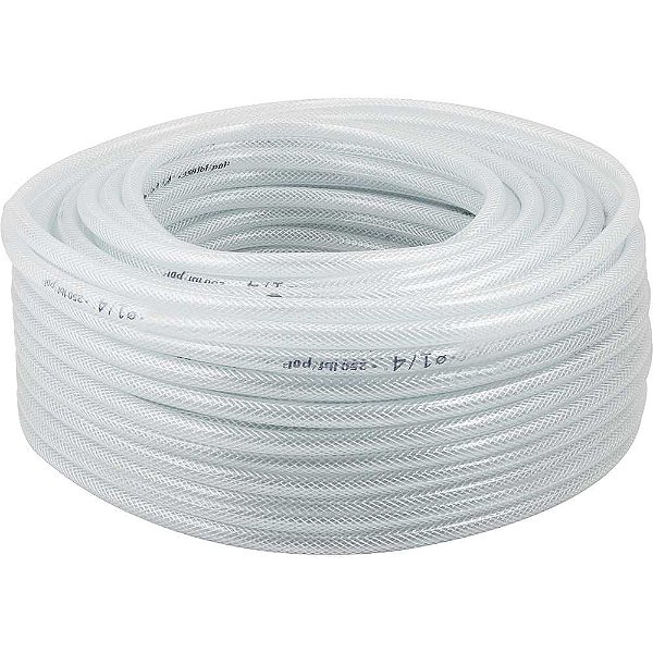 Mangueira PVC cristal trançada VPT 250 libras 5/16" rolo com 50 metros VONDER