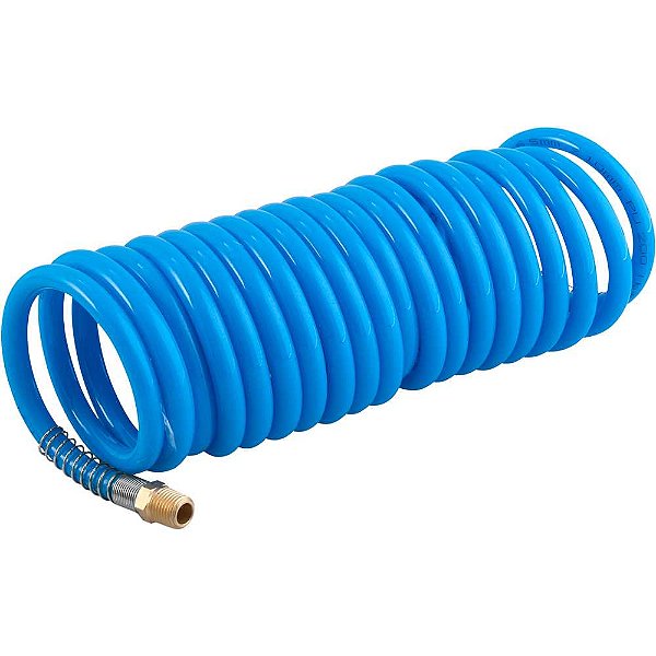 Mangueira/tubo poliuretano azul espiral conector 1/4" NPT macho 6,5mm x 10,0mm com 5,0m VONDER