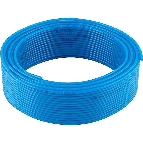 Tubo de poliuretano azul de 4,0mm diâmetro externo x 0,75mm parede rolo com 50 metros VONDER