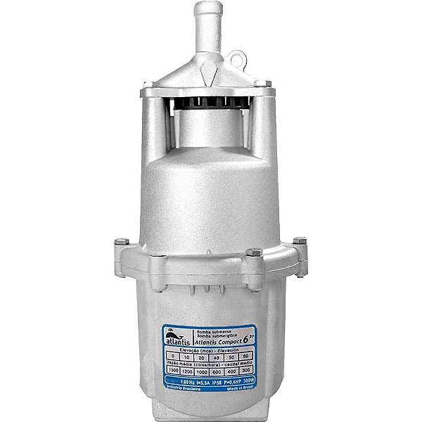 Bomba submersa vibratória saída de 3/4" 127V 0,4hp Compact 6" 497 ATLANTIS