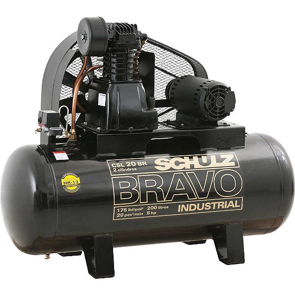 Compressor de ar CSL 20BR/200L Bravo 5 cv trifásico 220V/380V 922.7759-0 (MTA) SCHULZ