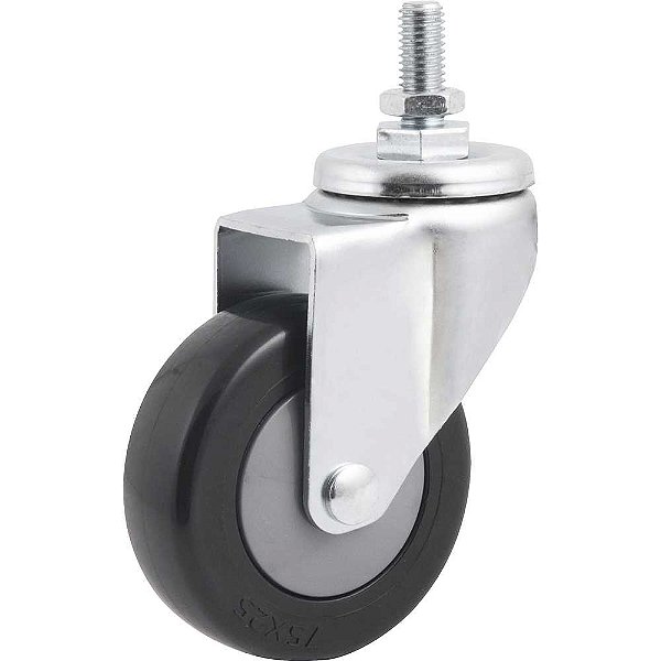 Rodízio giratório de PVC 25mm x 75mm com rosca M10 para a varredeira manual VPV VONDER