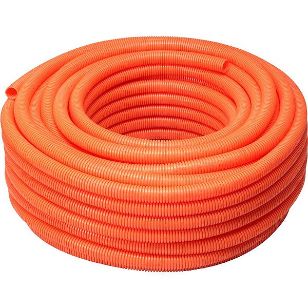 Eletroduto corrugado reforçado de PVC laranja 25mm x 50mm 1236 KRONA