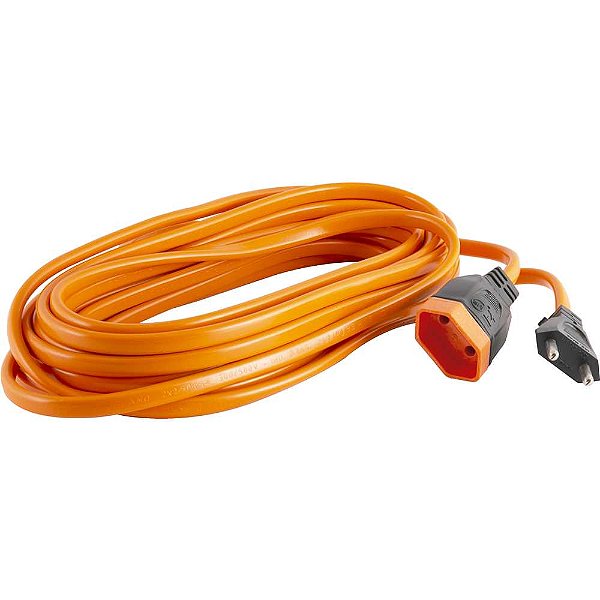 Extensão elétrica com 10 metros cabo PP 2 x 2,50 mm² 2P laranja modelo Hardwork DN 1345 DANEVA