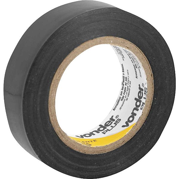Fita isolante 19,0mm x 5m preta VONDER PLUS - 10 unidades