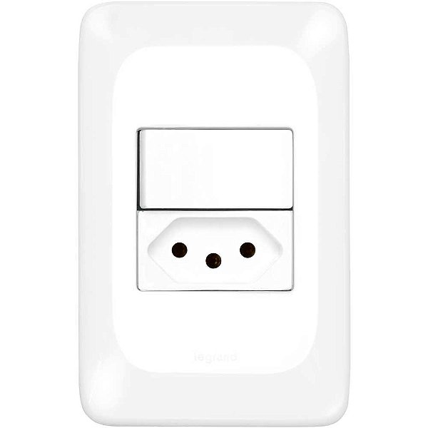 Conjunto com 1 interruptor paralelo e 1 tomada 2P+T 10 A LGX202 PIAL POP