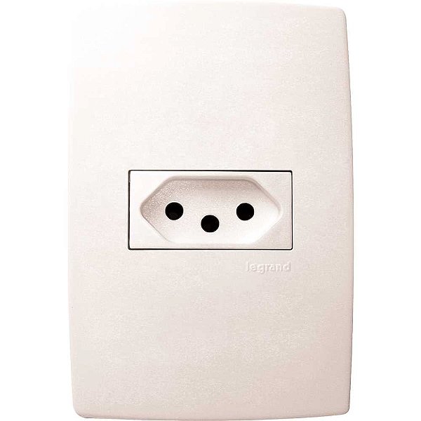 Tomada de embutir linha Pial Plus 2 pinos + terra horizontal 615081 PIAL