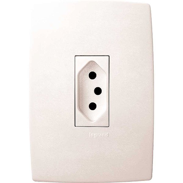 Tomada de embutir linha Pial Plus vertical 2 pinos + terra 615077 PIAL
