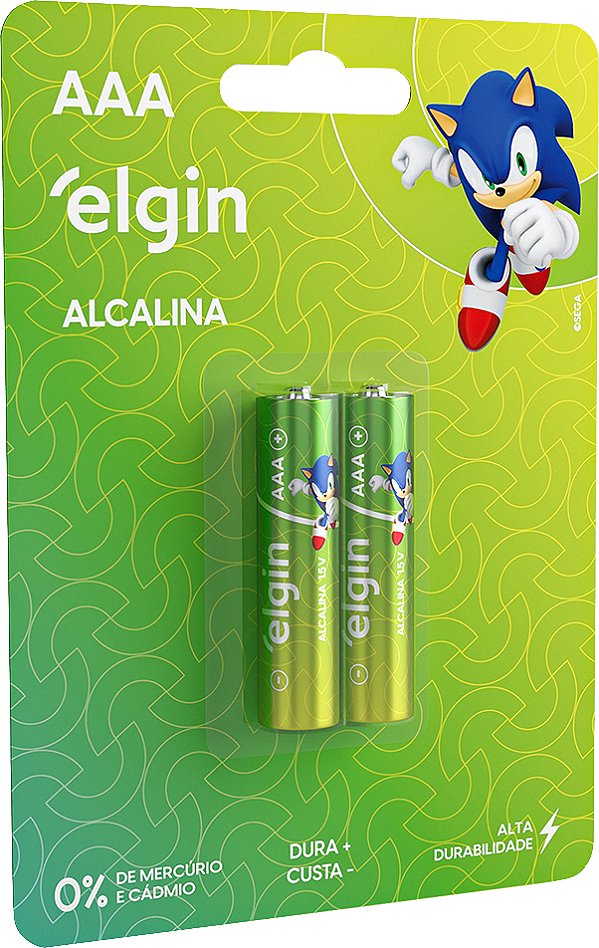 Pilha alcalina palito (AAA) 1,5V 2 peças ELE000000082154 ELGIN