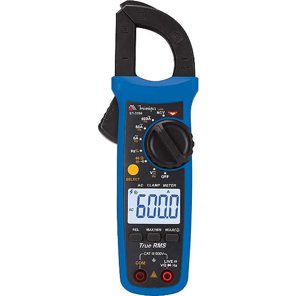 Alicate amperímetro digital CAT II 600V / CAT III 600V ET-3155 MINIPA