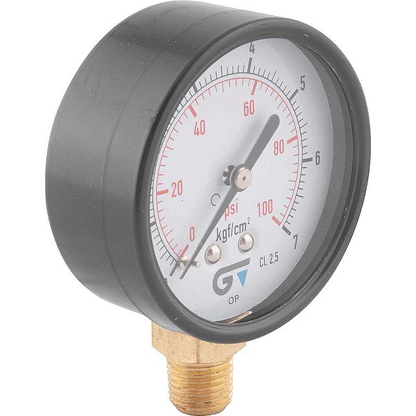 Manômetro vertical 1/4" NPT 63mm caixa em aço carbono 100 lbf/pol² (psi) 3714 007 GENEBRE