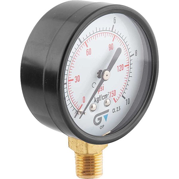 Manômetro vertical 1/4" NPT 63mm caixa em aço carbono 150 lbf/pol² (psi) 3714 010 GENEBRE