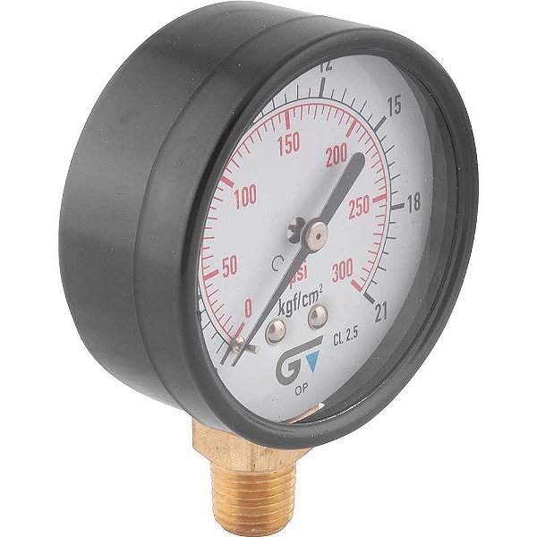 Manômetro vertical 1/4" NPT 63mm caixa em aço carbono 300 lbf/pol² (psi) 3714 021 GENEBRE