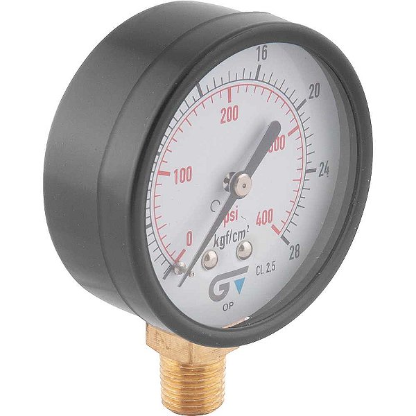 Manômetro vertical 1/4" NPT 63mm caixa em aço carbono 400 lbf/pol² (psi) 3714 028 GENEBRE