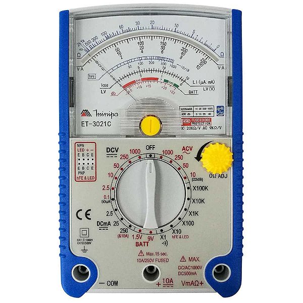 Multímetro analógico ET-3021C 1000V Categoria lll 500V MINIPA