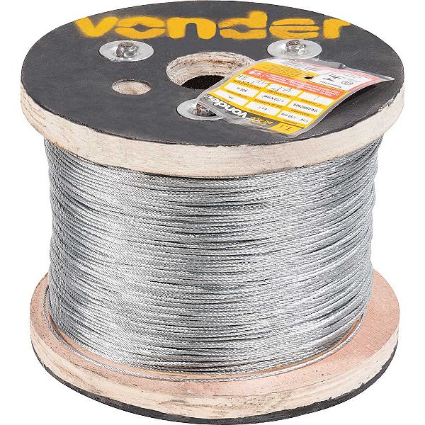 Cabo de aço galvanizado alma de aço 1,50mm 6 x 7 rolo com 500 metros VONDER