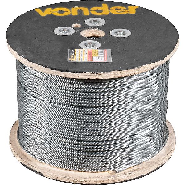 Cabo de aço galvanizado alma de aço cabo independente 7,94mm - 5/16" 6 x 19S rolo com 500 metros VONDER
