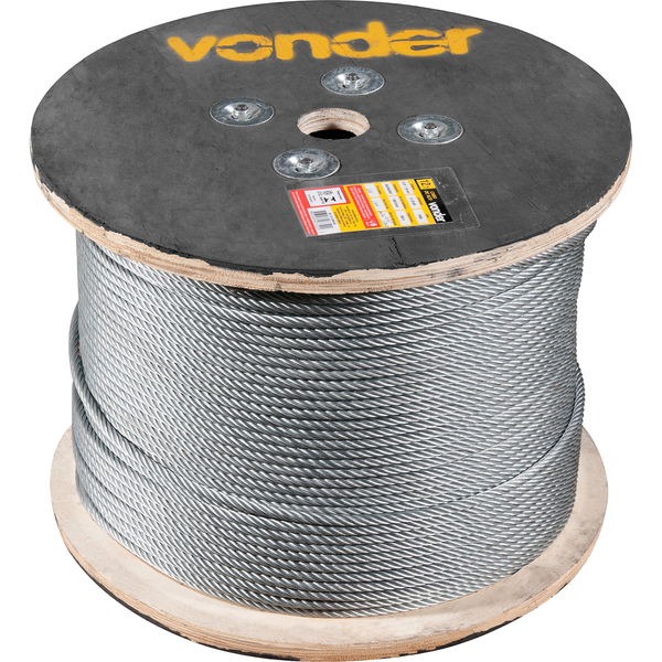 Cabo de aço galvanizado alma de fibra 12,70mm - 1/2" 6 x 36WS rolo com 500 metros VONDER