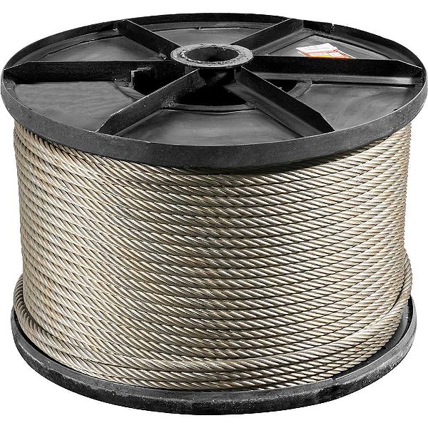Cabo de aço galvanizado alma de fibra 25,40mm - 1" 6 x 41WS rolo com 500 metros VONDER