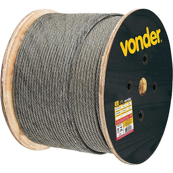 Cabo de aço galvanizado alma de fibra 3,97mm - 5/32" 6 x 7 VONDER