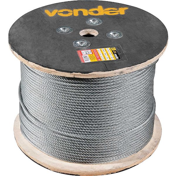 Cabo de aço galvanizado alma de fibra 9,53mm - 3/8" 6 x 36WS rolo com 500 metros VONDER