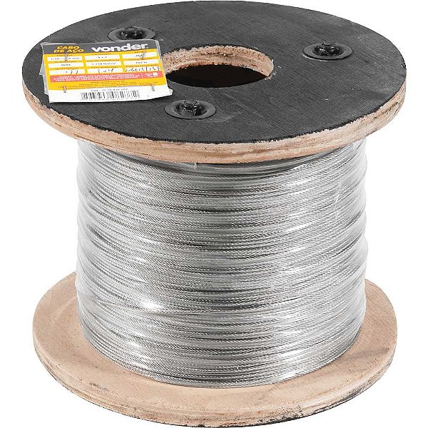 Cabo de aço inox alma de aço 1,6mm - 1/16" 6 x 7 rolo com 100 metros VONDER