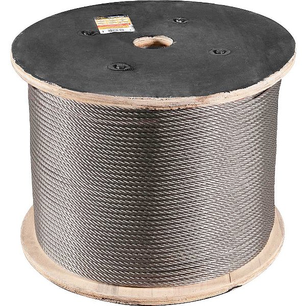 Cabo de aço inox alma de aço 9,53mm - 3/8" 6 x 19S rolo com 500 metros VONDER