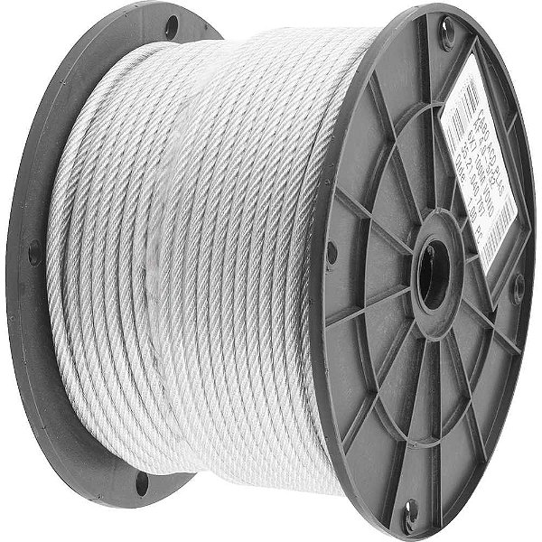 Cabo de aço plastificado transparente alma de fibra 3,97mm - 5/32" 6 x 7 VONDER