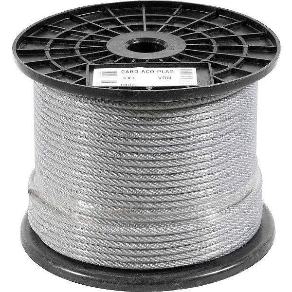 Cabo de aço plastificado transparente alma de fibra 6,35mm - 1/4" 6 x 7 VONDER