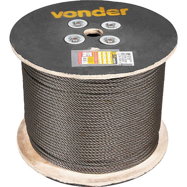 Cabo de aço polido alma de fibra 15,90mm - 5/8" 6 x 25F rolo com 500 metros VONDER