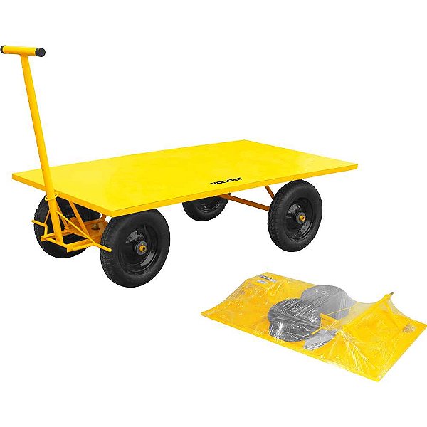 Carrinho plataforma metálico 600 kgf desmontado VONDER