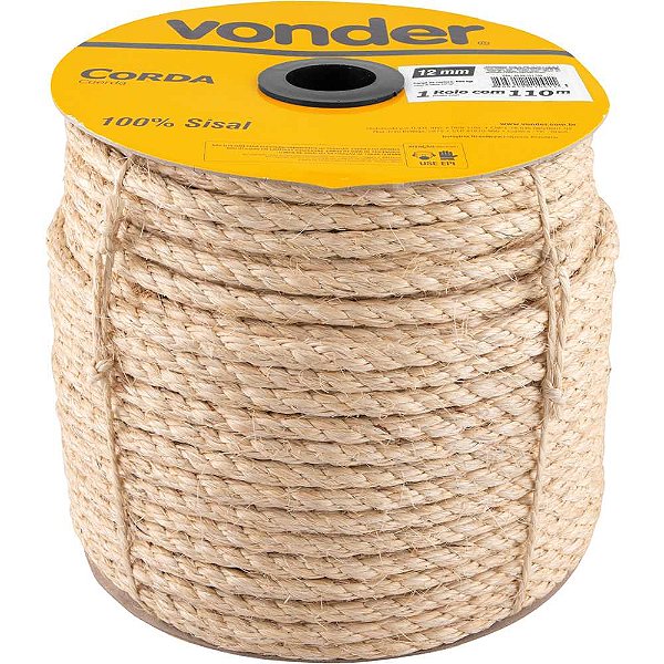 Corda de sisal 12mm x 110m 3 pernas VONDER