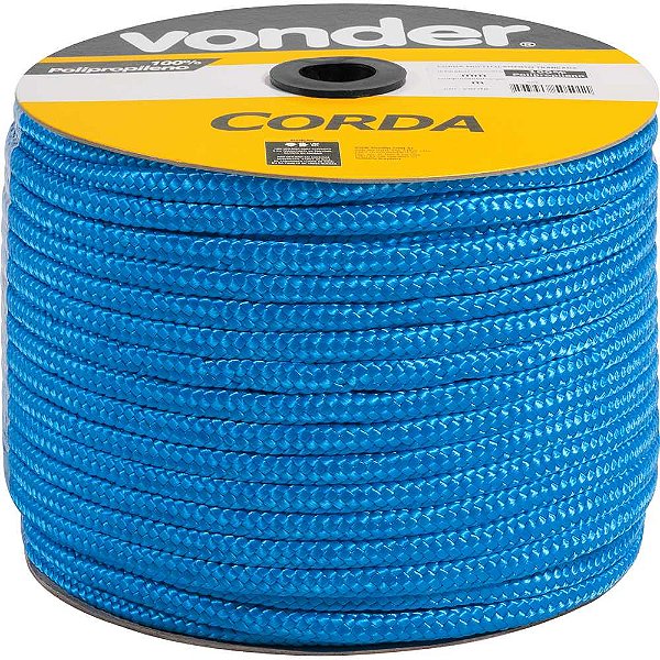 Corda multifilamento trançada 12,0mm x 140m azul em carretel VONDER