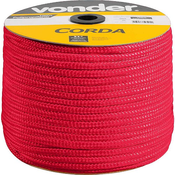 Corda multifilamento trançada 12,0mm x 140m vermelha em carretel VONDER