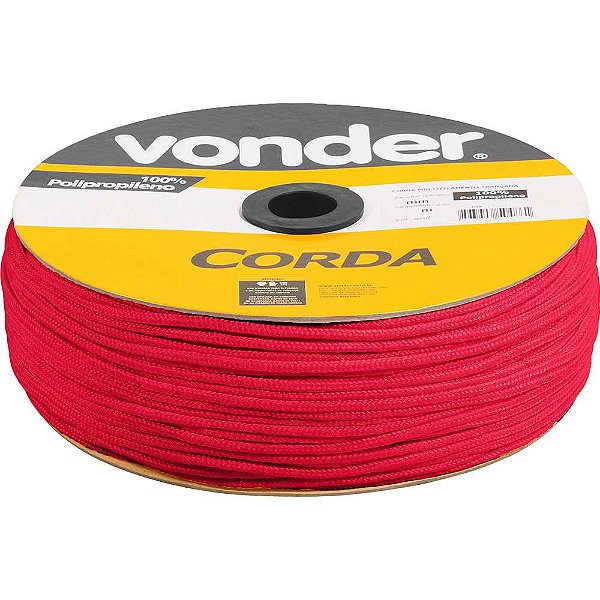 Corda multifilamento trançada 3,0mm x 625m vermelha em carretel VONDER