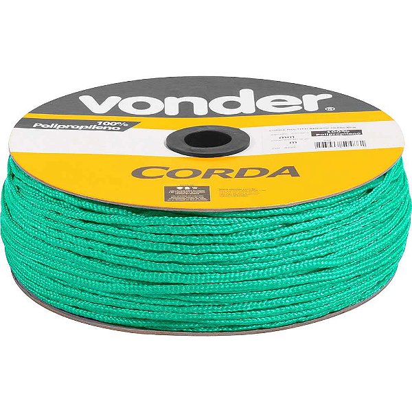 Corda multifilamento trançada 4,0mm x 360m verde em carretel VONDER