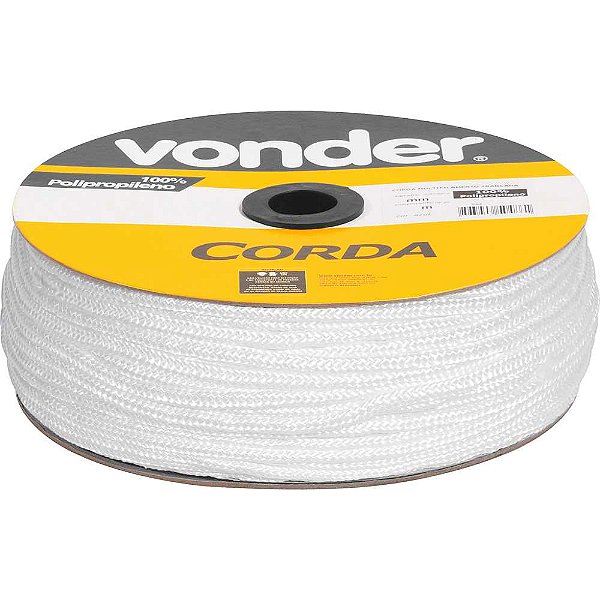 Corda multifilamento trançada 6,0mm x 165m branca em carretel VONDER