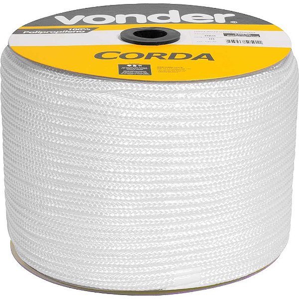 Corda multifilamento trançada 8,0mm x 258m branca em carretel VONDER